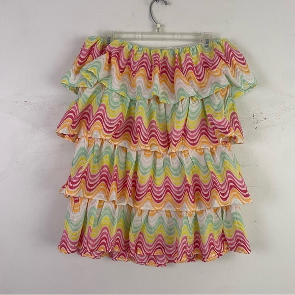 TULAROSA Tiered colorful swirl Finley dress strapless - Picture 6 of 9